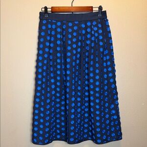 NWT J.Crew Blue Textured Fringe Dot Midi Skirt - Size 6 - Fully Lined